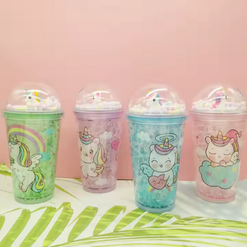 Cartoon Unicorn Plastic Water Bottle Straw Unisex Student Cup Business Gifts Water Bottle