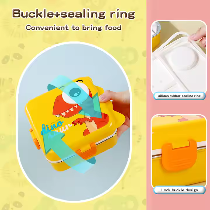 Cute Animal Shape Kid Food Container square Cartoon Dinosaur Elephant Whale Bear Stainless Steel Bento Lunch Box Microwavable