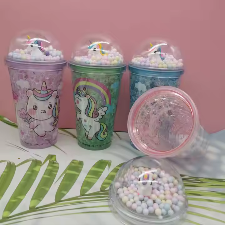 Cartoon Unicorn Plastic Water Bottle Straw Unisex Student Cup Business Gifts Water Bottle