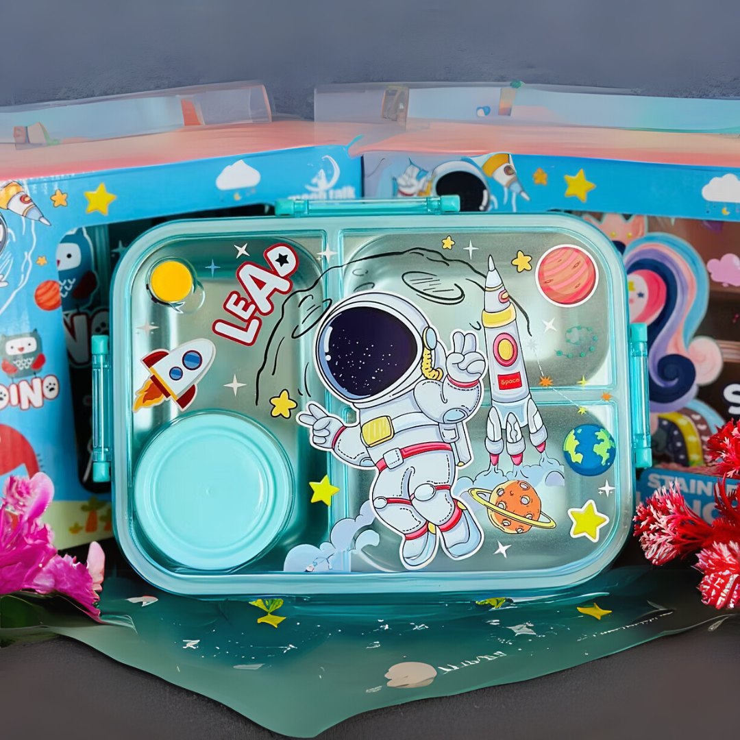 3 Grid Stainless steel lunch box with extra container, spoon $ chopsticks