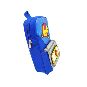 johnnie boy Captain America or Ironman Pencil Pouch with Double Pockets and Velcro Pocket - Perfect for Kids' School Supplies (Captain America Pencil Pouch, Blue)