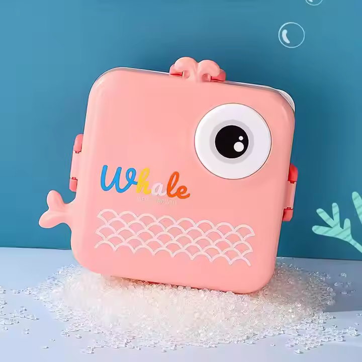 1590ml Food Grade Kids Plastic Bento Lunch Box Cartoon Design pink Color Cute Children's Plastic Lunch Bento Box with Spoon
